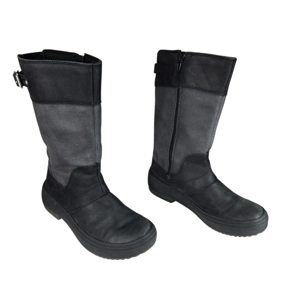 Merrell Tall Boots 6 Women Haven Black Gray Leather Waterproof Mid Calf Workwear - Picture 1 of 13